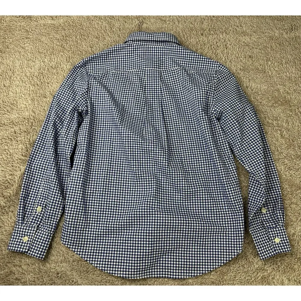 Polo Ralph Lauren Boy's M 10-12 Blue Gingham Check Button Down Shirt Long Sleeve